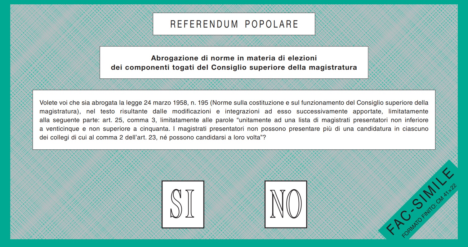 Referendo Popular Italiano 2022 - Cédula Verde